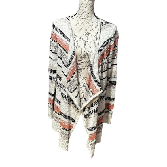 AB Studio Sweaters - AB Studio Peach and Cream Cardigan Size Large
